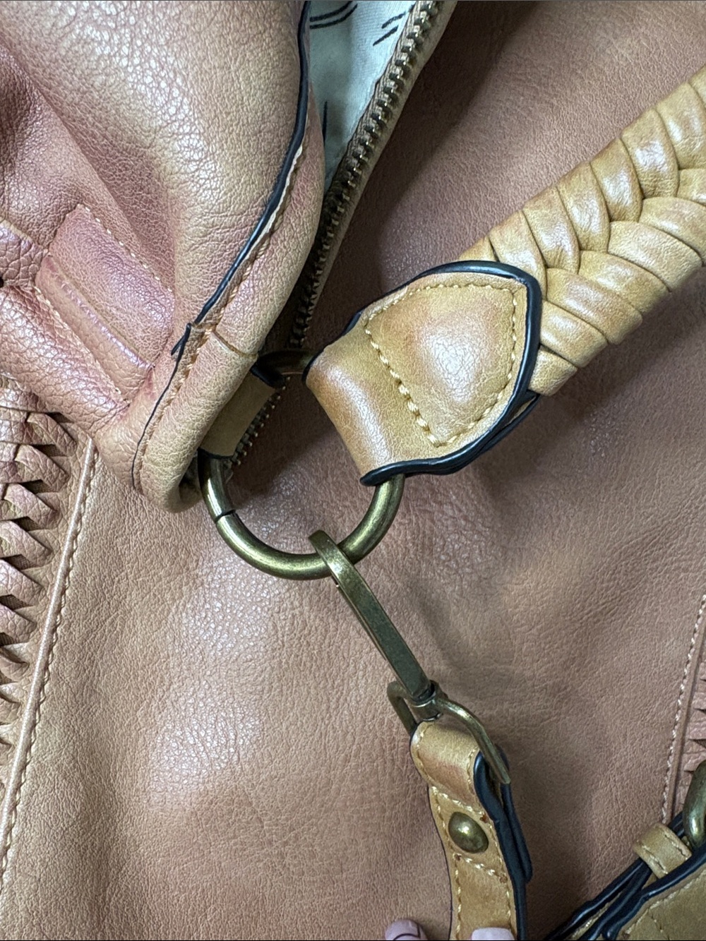 MODA Luxe Woven Leather Hobo Bag in Cognac - EUC - Picture 12 of 15